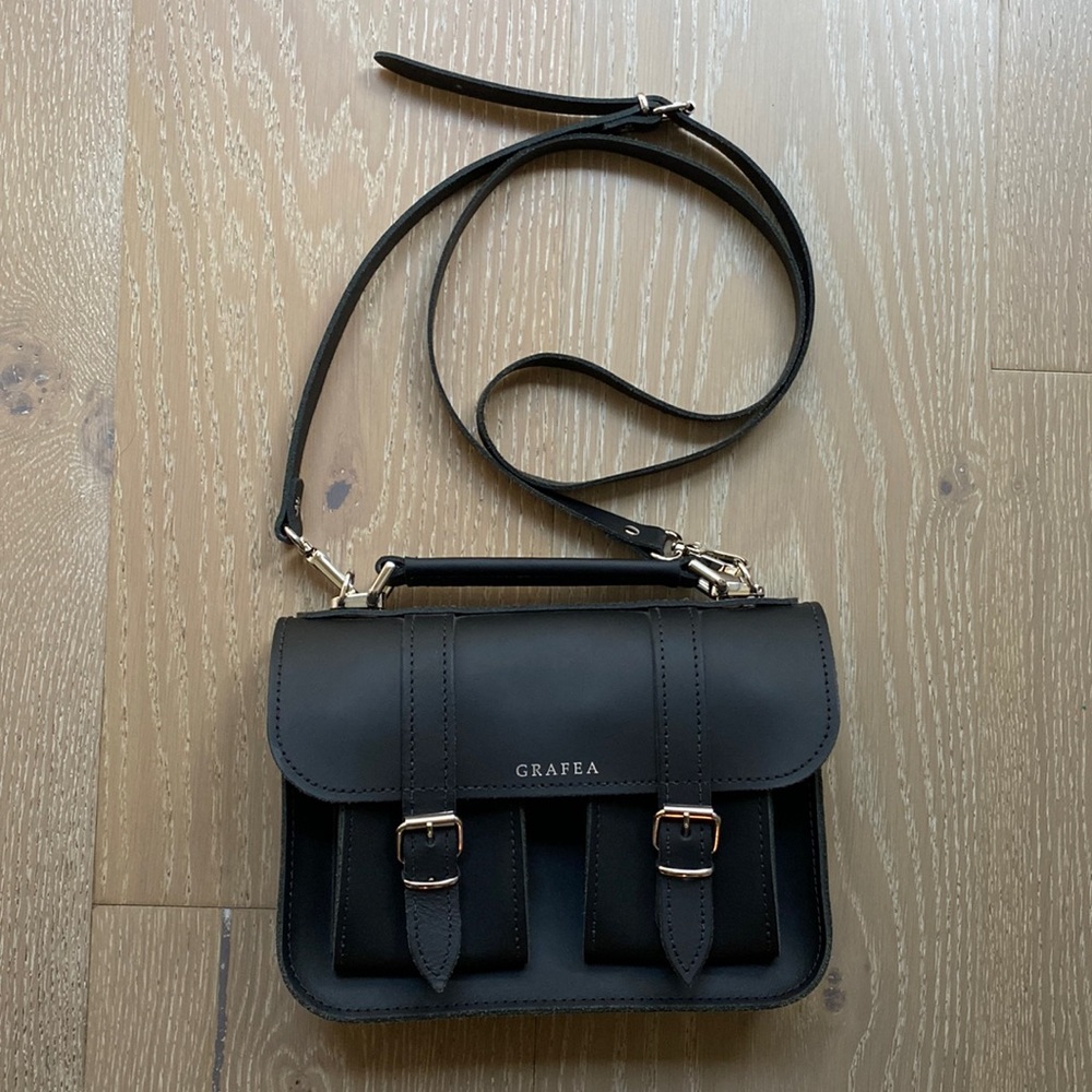 Grafea
Leather crossbody bag satchel, black